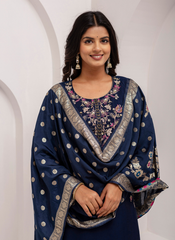 Nakshatra Nevy Blue Readymade Silk Suit