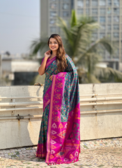 Nakshatra Rama Ikkat Patola Silk Saree