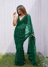 Nakshatra Green Sequence Net Saree