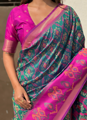 Nakshatra Rama Ikkat Patola Silk Saree