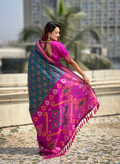 Nakshatra Rama Ikkat Patola Silk Saree