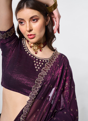 Nakshatra Wine Party Wear Chiffon Saree