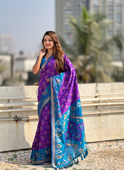 Nakshatra Lavender Ikkat Patola Silk Saree