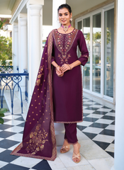Nakshatra Purple Readymade Silk Suit