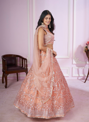 Nakshatra Pink Party Wear Sequence Lehenga