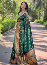 Nakshatra Green Banarsi Silk sari