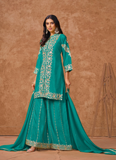 Nakshatra Firozi Embroidered Palazzo Suit