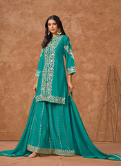 Nakshatra Firozi Embroidered Palazzo Suit