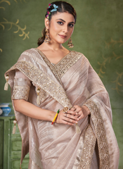 Nakshtra Brown Gotta Patti Saree