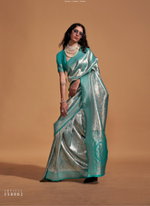 Nakshatra Turquoise Kanjeevaram saree