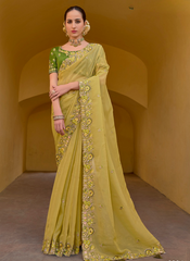 Mindful Mustard Tissue Organza saree