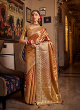 Nakshatra Orange weaved Tissue silk saree