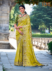 Nakshatra Olive Green Stone work saree