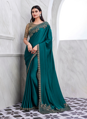 Nakshatra Teal Blue silk saree