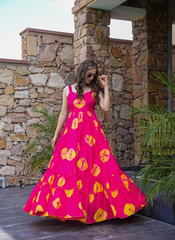 Nakshatra Pink Readymade Long Gown