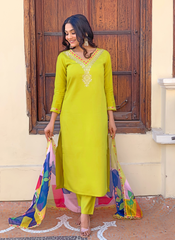 Nakshatra Lemon Ethnic Kurta Set