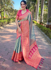 Nakshatra Grey Silk saree