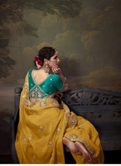 Nakshatra Stunning Yellow Embroidery Saree