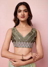 Nakshatra Pista Green Burberry silk saree