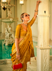 Nakshatra Magical Mustard Silk saree