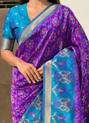 Nakshatra Lavender Ikkat Patola Silk Saree