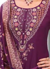 Nakshatra Purple Readymade Silk Suit