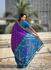 Nakshatra Lavender Ikkat Patola Silk Saree