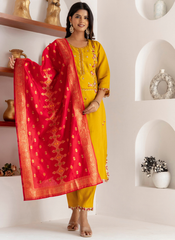 Nakshatra Yellow Readymade Silk Suit