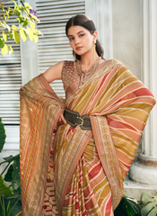 Nakshatra Peach Lehariya Saree