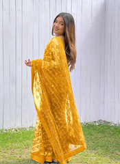 Nakshatra Yellow Sequence Net Saree
