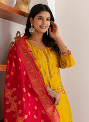 Nakshatra Yellow Readymade Silk Suit