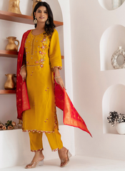 Nakshatra Yellow Readymade Silk Suit