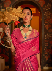 Nakshatra Pink Banarasi Woven Saree