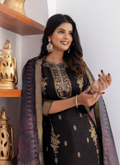 Nakshatra Black Readymade Jaquard Silk Suit
