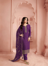 Nakshatra Lavender Dola Jaquard Embroidered Suit