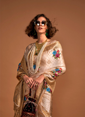 Nakshatra Cream Silk Saree