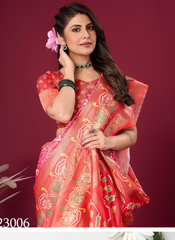 Nakshatra Red and Pink Patola silk saree