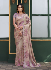 Nakshtra Beige Party Wear Designer Saree