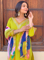 Nakshatra Lemon Ethnic Kurta Set