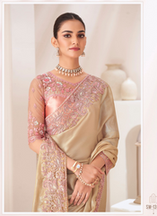 Nakshatra Golden Chiffon Saree