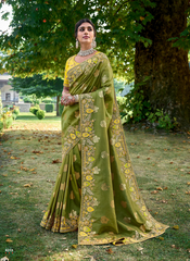 Nakshatra Pista Green Stone work saree