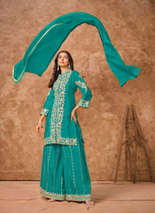 Nakshatra Firozi Embroidered Palazzo Suit
