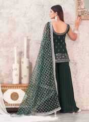 Nakshatra Bottle green Sharara set