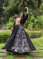 Nakshatra Black Gamathi Patch work Gown