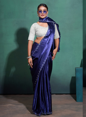 Nakshatra Diamond studded Royal Blue saree.