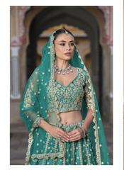 Nakshatra Sea Green Embroidered Bridesmaid Lehenga
