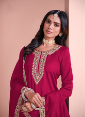 Nakshatra Pink Dola Silk Palazzo Suit