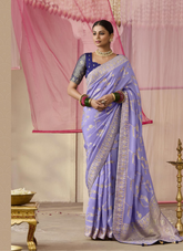 Nakshatra Light Lavender Dola silk saree