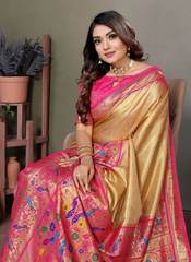 Nakshatra Yellow Banarasi Tissue Silk Saree
