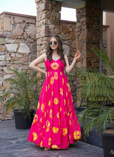 Nakshatra Pink Readymade Long Gown